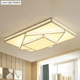 Contemporary Geometric Crystal Ceiling Light With Remote Control Dimming - Led Flush Mount Multiple