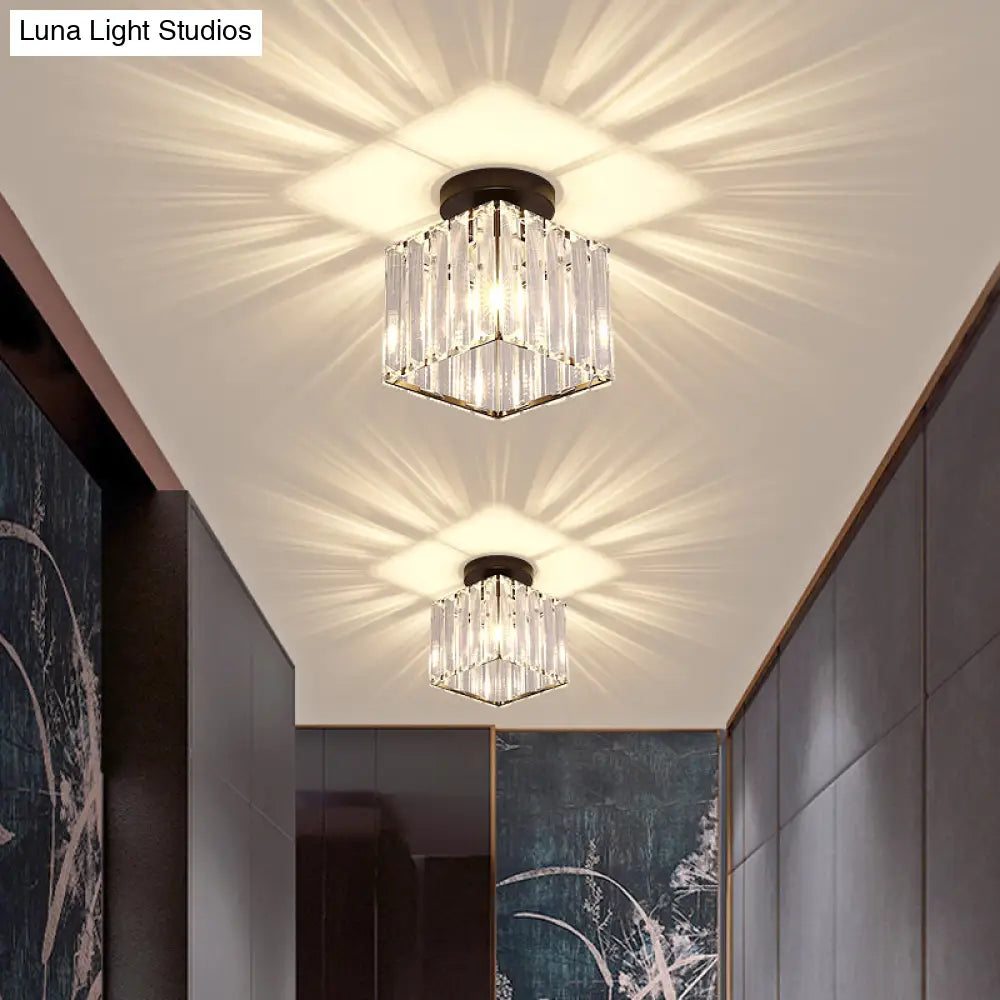 Contemporary Geometric Crystal Prism Flush Mount Led Ceiling Light Fixture