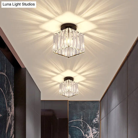 Contemporary Geometric Crystal Prism Flush Mount Led Ceiling Light Fixture