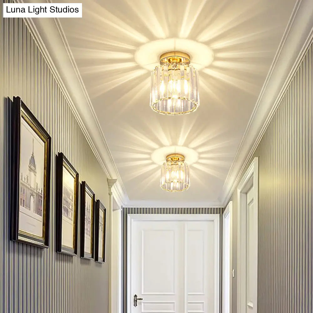 Contemporary Geometric Crystal Prism Flush Mount Led Ceiling Light Fixture