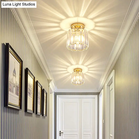 Contemporary Geometric Crystal Prism Flush Mount Led Ceiling Light Fixture