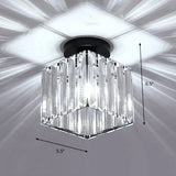 Contemporary Geometric Crystal Prism Flush Mount Led Ceiling Light Fixture Black / White Square
