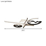 Contemporary Geometric Flush Mount Lighting - Acrylic 3/4 Lights Black/White Warm/White Light