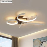 Contemporary Geometric Flush Mount Lighting - Acrylic 3/4 Lights Black/White Warm/White Light