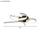 Contemporary Geometric Flush Mount Lighting - Acrylic 3/4 Lights Black/White Warm/White Light