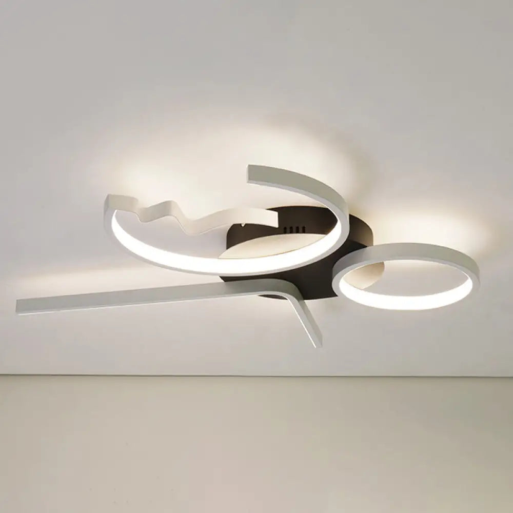 Contemporary Geometric Flush Mount Lighting - Acrylic 3/4 Lights Black/White Warm/White Light 3 /