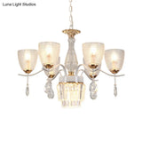 Contemporary Glass Cup Hanging Light Kit - 3/6/8 Lights Prism Chandelier With Cone Crystal Shade
