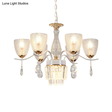 Contemporary Glass Cup Hanging Light Kit - 3/6/8 Lights Prism Chandelier With Cone Crystal Shade