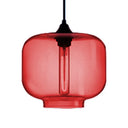 Contemporary Glass Hanging Lamp - Cylinder Shape 1 Light Red/Brown/Blue Red