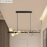 Contemporary Glass Island Lamp: 7-Head Hanging Light For Dining Room