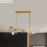 Contemporary Glass Island Lamp: 7-Head Hanging Light For Dining Room