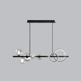 Contemporary Glass Island Lamp: 7-Head Hanging Light For Dining Room Black / Cognac White