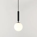 Contemporary Glass Pendant Light For Lounge Black / Milk White