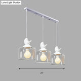Contemporary Glass Pendant Light With Bird Design - Perfect For Restaurants Clear Drum Shade Hanging