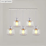 Contemporary Glass Pendant Light With Bird Design - Perfect For Restaurants Clear Drum Shade Hanging