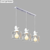 Contemporary Glass Pendant Light With Bird Design - Perfect For Restaurants Clear Drum Shade Hanging