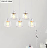 Contemporary Glass Pendant Light With Bird Design - Perfect For Restaurants Clear Drum Shade Hanging