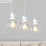 Contemporary Glass Pendant Light With Bird Design - Perfect For Restaurants Clear Drum Shade Hanging