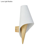 Contemporary Glass Sweet Cone Wall Light In White & Beige For Living Room