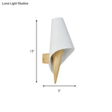 Contemporary Glass Sweet Cone Wall Light In White & Beige For Living Room