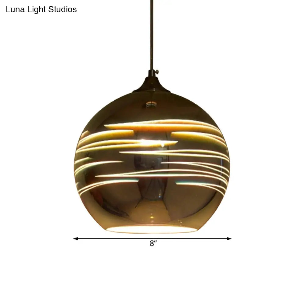 Contemporary Globe 3-D Glass Pendant Lamp - Chrome/Gold 1 Light Wide (6’/8’/10’)