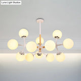 Contemporary Globe Chandelier - White Glass 9/12/16 Head Dining Room Hanging Light Kit