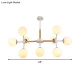 Contemporary Globe Chandelier - White Glass 9/12/16 Head Dining Room Hanging Light Kit