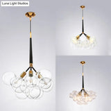 Contemporary Globe Glass Chandelier Lighting - 3/4/6 Lights Black/White Led Ceiling Lamp
