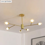 Contemporary Globe Glass Chandelier With Starburst Design - Black/Gold Finish 6/9 Lights