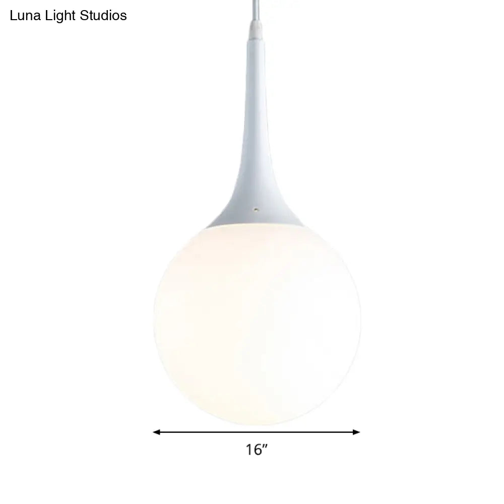 Contemporary Globe White Glass Pendant Light - 1 12’/14’/16’ Wide Hanging Ceiling