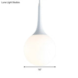 Contemporary Globe White Glass Pendant Light - 1 12’/14’/16’ Wide Hanging Ceiling