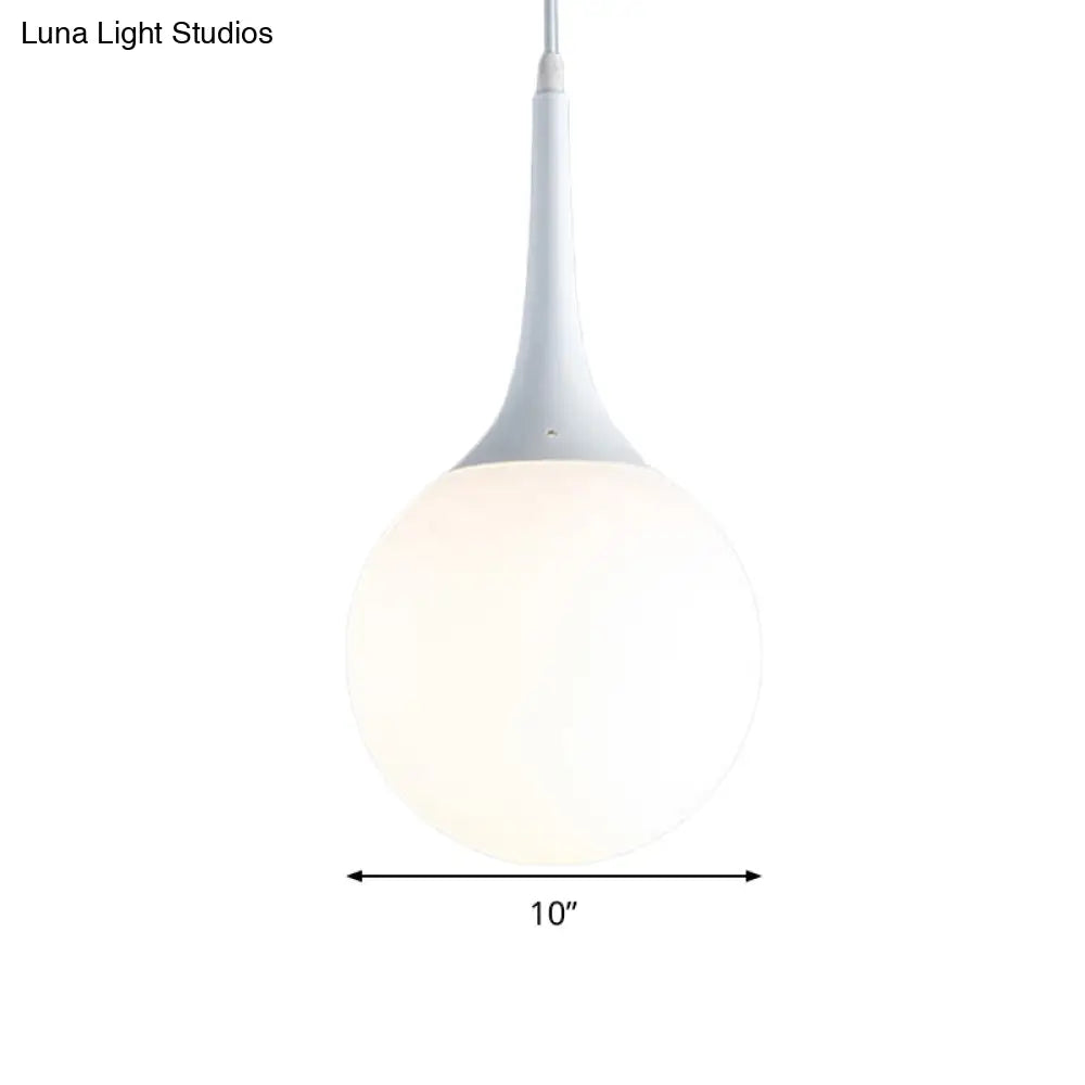 Contemporary Globe White Glass Pendant Light - 1 12’/14’/16’ Wide Hanging Ceiling