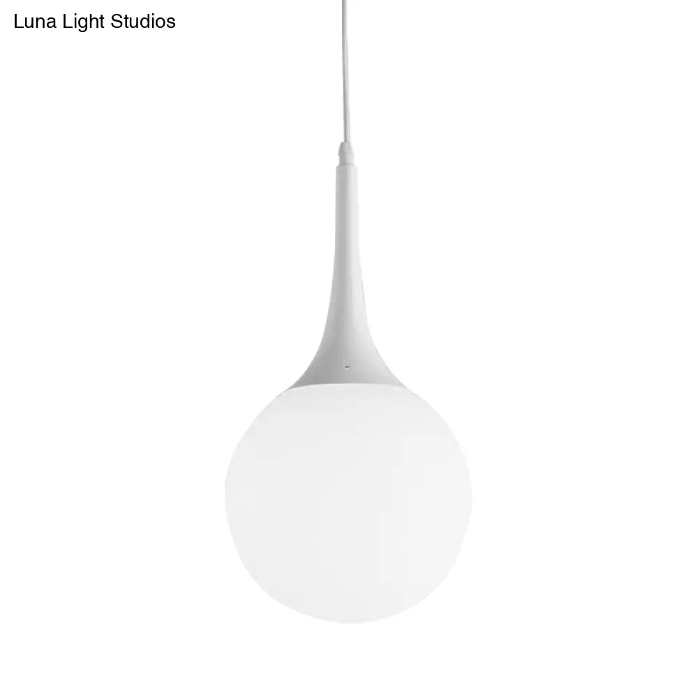 Contemporary Globe White Glass Pendant Light - 1 12’/14’/16’ Wide Hanging Ceiling