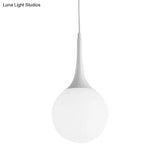 Contemporary Globe White Glass Pendant Light - 1 12’/14’/16’ Wide Hanging Ceiling