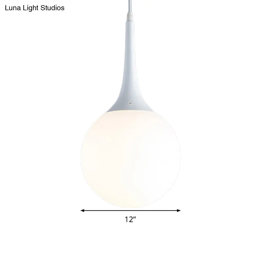 Contemporary Globe White Glass Pendant Light - 1 12’/14’/16’ Wide Hanging Ceiling