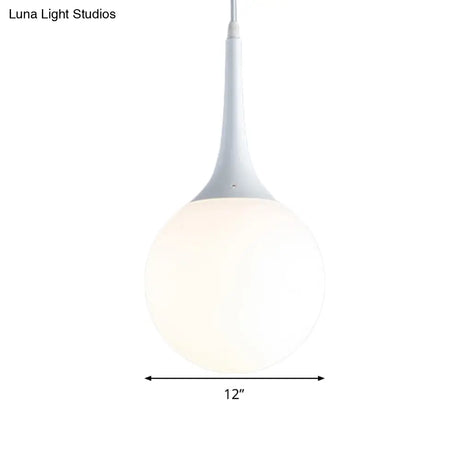 Contemporary Globe White Glass Pendant Light - 1 12’/14’/16’ Wide Hanging Ceiling
