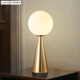 Contemporary Gold 1-Head Nightstand Lamp With Cream Glass Shade