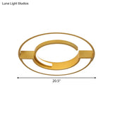 Contemporary Gold Aluminum Ceiling Lamp - Led Flushmount Lighting In Warm/White Light (16.5’ Or