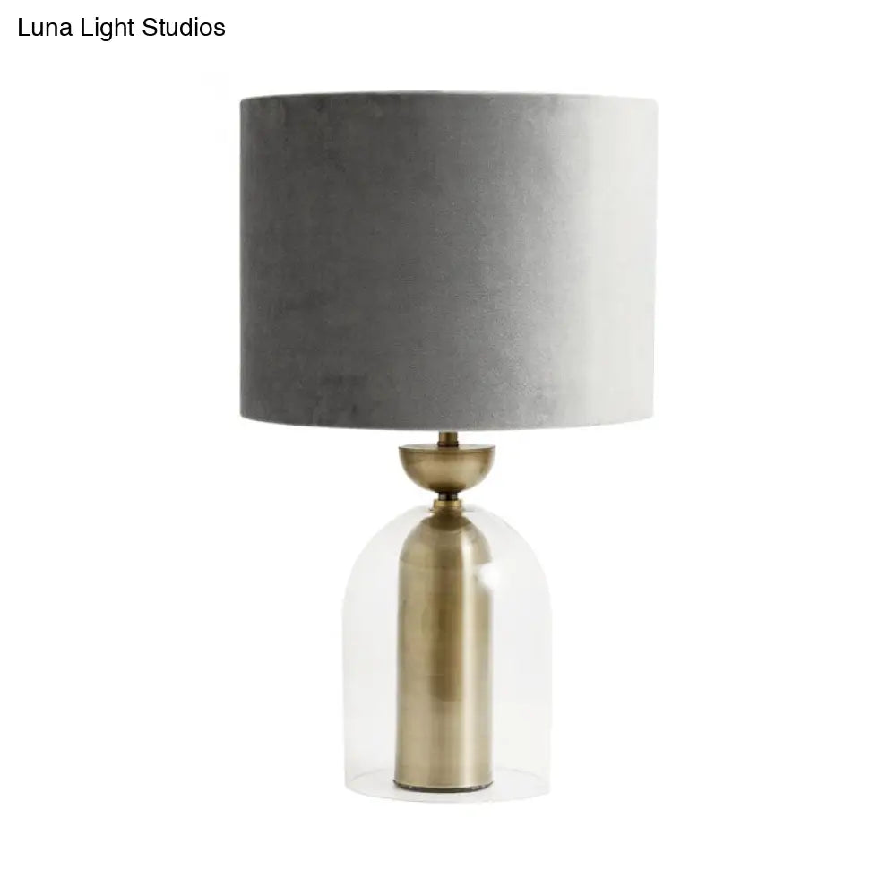 Contemporary Gold Bell Table Light With Clear Glass Shade - Elegant Bedside Desk Lamp