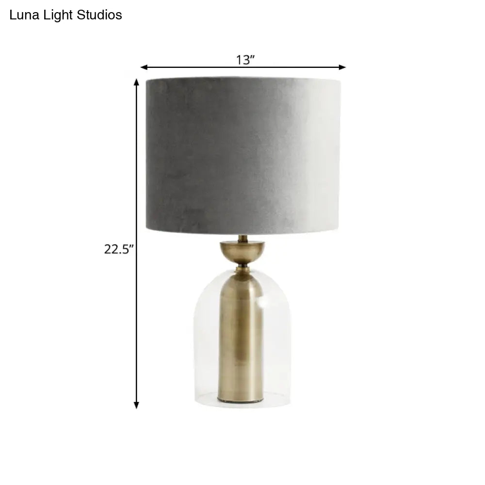 Contemporary Gold Bell Table Light With Clear Glass Shade - Elegant Bedside Desk Lamp