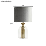 Contemporary Gold Bell Table Light With Clear Glass Shade - Elegant Bedside Desk Lamp