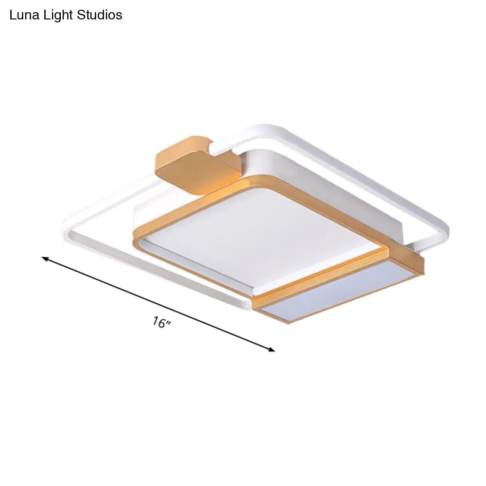 Contemporary Gold/Black Acrylic Ceiling Light With Led Flush Mount For Bedroom 16-19.5’ Width -
