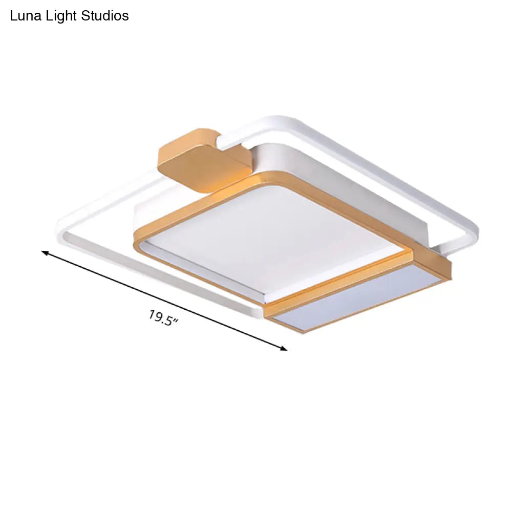 Contemporary Gold/Black Acrylic Ceiling Light With Led Flush Mount For Bedroom 16-19.5’ Width -