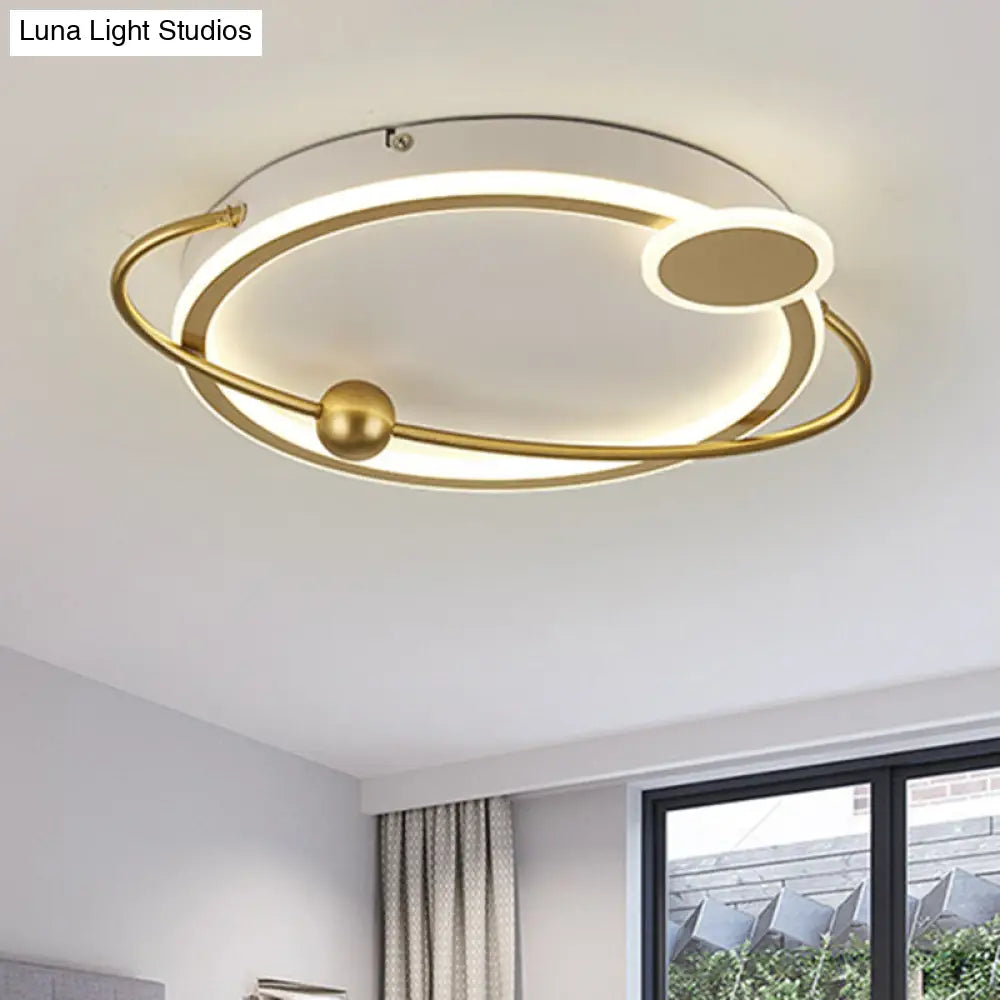 Contemporary Gold/Black Led Flush Ceiling Light Warm/White 19’/23.5’ Dia’ Or ’Modern Dia