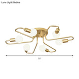 Contemporary Gold/Black/White Sputnik Semi Flush Ceiling Light - 6 - Light Metal Mount For Bedroom
