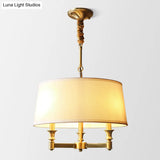 Contemporary Gold Candlestick Chandelier Pendant Light - 3 Heads Metal Hanging With Empire Shade