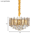 Contemporary Gold Ceiling Chandelier - Beveled Crystal 7-Bulb Conic Suspension Pendant