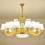 Contemporary Gold Chandelier With White Ribbed Glass Cone Ceiling Lamp 18 /