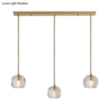 Contemporary Gold Cluster Pendant Light With Faceted Crystal Domed Hanging Lamp Kit