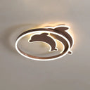Contemporary Gold/Coffee Dolphin Flush Ceiling Light - Led Acrylic Mount Fixture For Bedroom